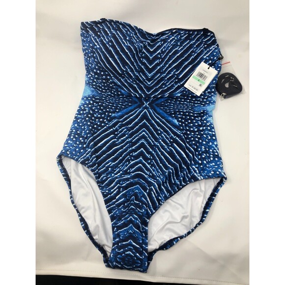 One-Piece Swimsuit Blue Calvin Klein Women's Bandeau New Size 8 B572 Strap - Picture 1 of 4